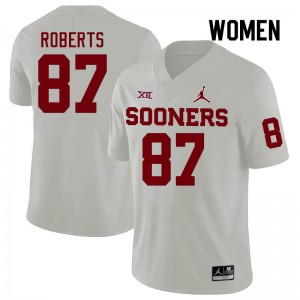 Women Jake Roberts White Oklahoma College Football #87 Jersey 895552-665