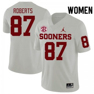 Women Jake Roberts White OU Sooners 2024 SEC Conference College Football #87 Jersey 776594-544