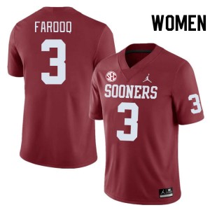 Women Jalil Farooq Crimson Oklahoma Sooners 2024 SEC Conference #3 Jersey 643794-951