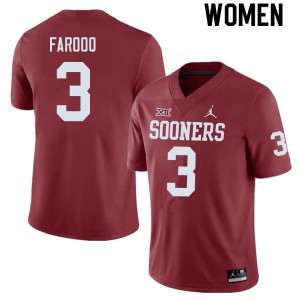 Women Jalil Farooq Crimson Oklahoma College Football #3 Jersey 394157-880