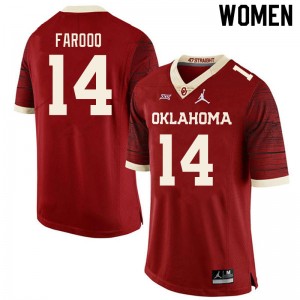 Women Jalil Farooq Retro OU College Football #14 Jersey 447571-755