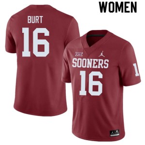Women Jamarrien Burt Crimson OU College Football #16 Jersey 956401-130