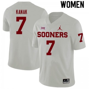 Women Jaren Kanak White Oklahoma Sooners College Football #7 Jersey 382088-714