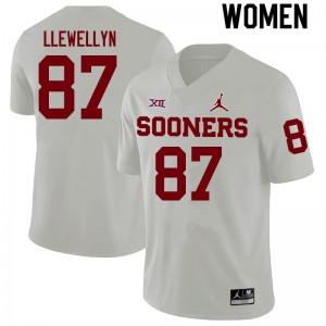 Women Jason Llewellyn White Oklahoma Sooners College Football #87 Jersey 920649-529