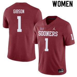 Women Jayden Gibson Crimson Oklahoma College Football #1 Jersey 250197-937
