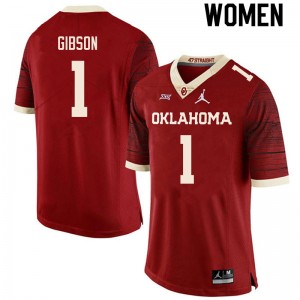 Women Jayden Gibson Retro Sooners College Football #1 Jersey 529484-585