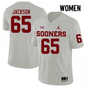 Women Jayden Jackson White Sooners College Football #65 Jersey 749226-749