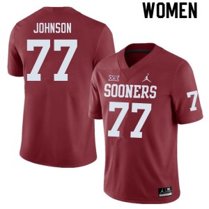 Women Jeffery Johnson Crimson OU College Football #77 Jersey 134513-667
