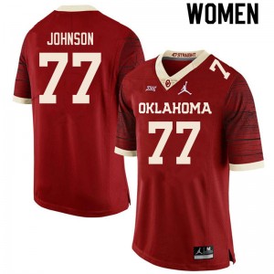 Women Jeffery Johnson Retro OU Sooners College Football #77 Jersey 119087-861