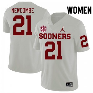 Women Jeremiah Newcombe White Oklahoma Sooners 2024 SEC Conference College Football #21 Jersey 261133-154
