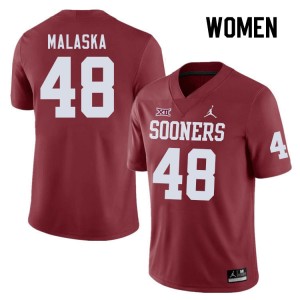 Women Jocelyn Malaska Crimson Oklahoma Sooners College Football #48 Jersey 230541-994