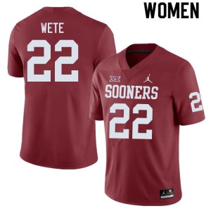 Women Joseph Wete Crimson Oklahoma Sooners College Football #22 Jersey 152725-474