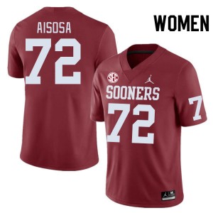 Women Josh Aisosa Crimson OU Sooners 2024 SEC Conference #72 Jersey 131232-735