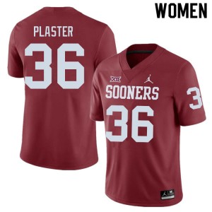 Women Josh Plaster Crimson Sooners College Football #36 Jersey 484354-363
