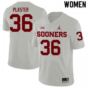 Women Josh Plaster White Oklahoma Sooners College Football #36 Jersey 360788-906