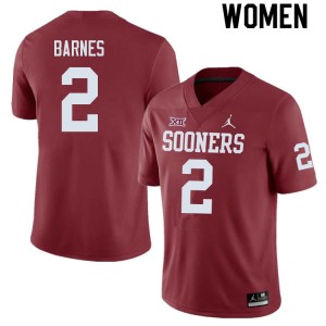 Women Jovantae Barnes Crimson Oklahoma College Football #2 Jersey 525309-525