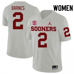 Women Jovantae Barnes White OU Sooners 2024 SEC Conference College Football #2 Jersey 500067-270