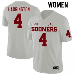 Women Justin Harrington White Sooners College Football #4 Jersey 647250-283