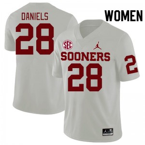 Women KJ Daniels White OU 2024 SEC Conference College Football #28 Jersey 415162-311