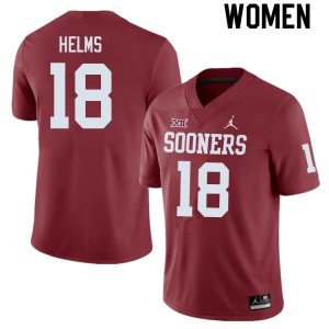 Women Kaden Helms Crimson Sooners College Football #18 Jersey 721180-137