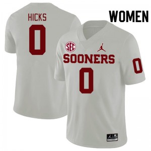 Women Kalib Hicks White Oklahoma 2024 SEC Conference College Football #0 Jersey 133037-365