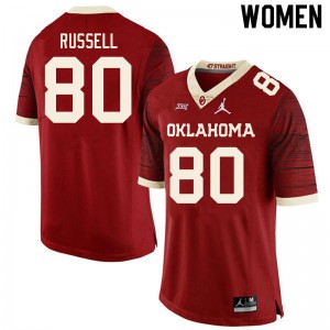 Women Kayhon Russell Retro Oklahoma Sooners College Football #80 Jersey 678416-713