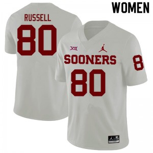 Women Kayhon Russell White OU College Football #80 Jersey 387773-423