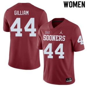 Women Kelvin Gilliam Crimson Oklahoma College Football #44 Jersey 455015-181