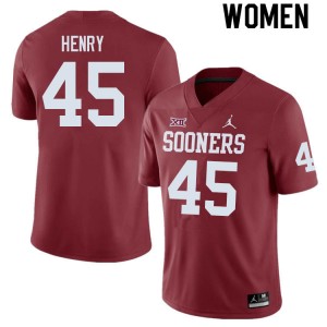 Women Kevonte Henry Crimson OU Sooners College Football #45 Jersey 482946-549