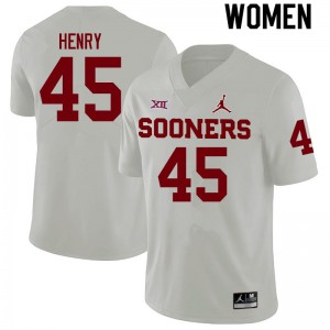 Women Kevonte Henry White Oklahoma Sooners College Football #45 Jersey 897762-555