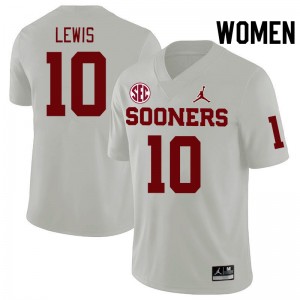 Women Kip Lewis White Oklahoma Sooners 2024 SEC Conference College Football #10 Jersey 123051-371