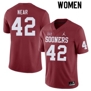 Women Konnor Near Crimson OU Sooners College Football #42 Jersey 394446-664