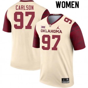 Women Kyle Carlson Cream Sooners College Football #97 Jersey 170571-321