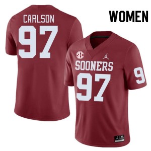 Women Kyle Carlson Crimson Oklahoma Sooners 2024 SEC Conference #97 Jersey 545246-520
