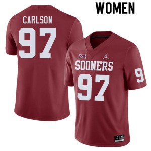 Women Kyle Carlson Crimson OU College Football #97 Jersey 385905-712
