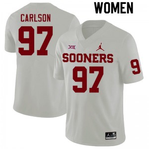 Women Kyle Carlson White Oklahoma College Football #97 Jersey 505112-955