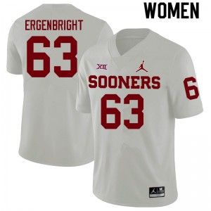 Women Kyle Ergenbright White OU Sooners College Football #63 Jersey 625953-460