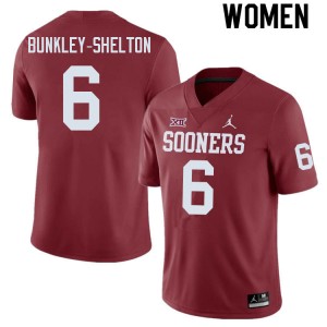Women LV Bunkley-Shelton Crimson Oklahoma College Football #6 Jersey 338573-194