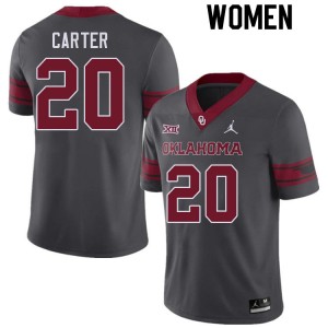 Women Lewis Carter Charcoal Sooners College Football #20 Jersey 959350-875
