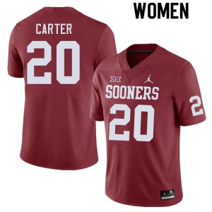 Women Lewis Carter Crimson OU Sooners College Football #20 Jersey 172588-272