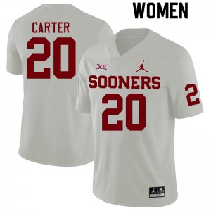 Women Lewis Carter White Oklahoma College Football #20 Jersey 279483-313