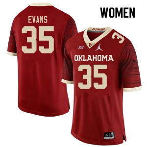 Women Liam Evans Retro Oklahoma Sooners College Football #35 Jersey 126946-768