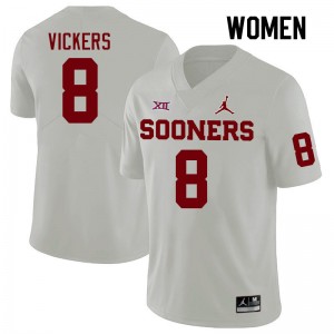 Women Makari Vickers White Oklahoma College Football #8 Jersey 957797-495