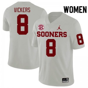 Women Makari Vickers White OU 2024 SEC Conference College Football #8 Jersey 992995-555