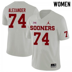 Women Marcus Alexander White Oklahoma Sooners Jordan Brand College Football #74 Jersey 204506-140