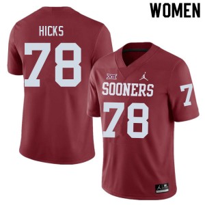 Women Marcus Hicks Crimson Sooners College Football #78 Jersey 453646-713