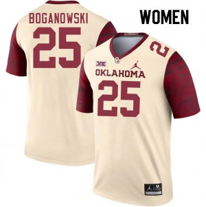 Women Michael Boganowski Cream OU College Football #25 Jersey 229557-394