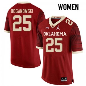 Women Michael Boganowski Retro Oklahoma Sooners College Football #25 Jersey 501889-997