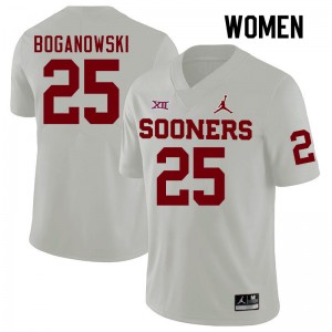 Women Michael Boganowski White Oklahoma College Football #25 Jersey 118362-465