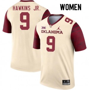 Women Michael Hawkins Jr. Cream OU College Football #9 Jersey 548113-660